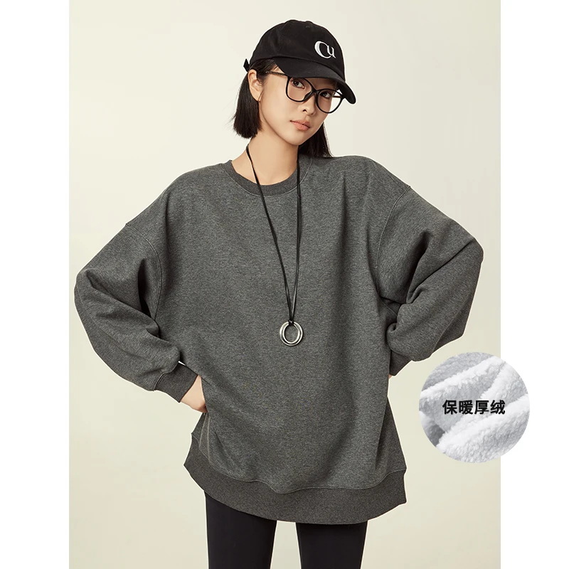 美洋MEIYANG 女团卫衣 精梳棉厚绒保暖基础百搭圆领休闲宽松上衣