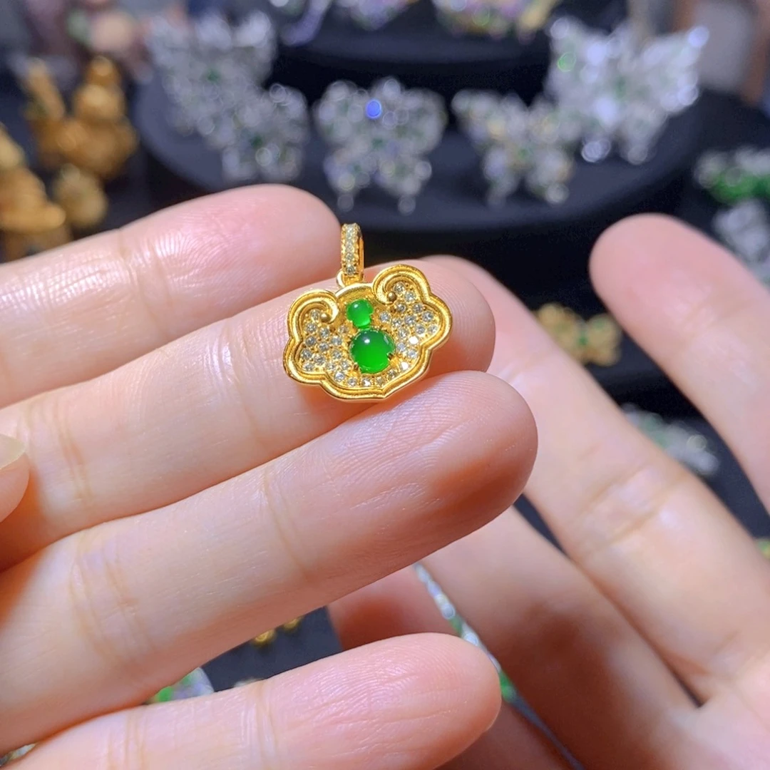 翡翠银S925镶嵌颈饰天然翡翠