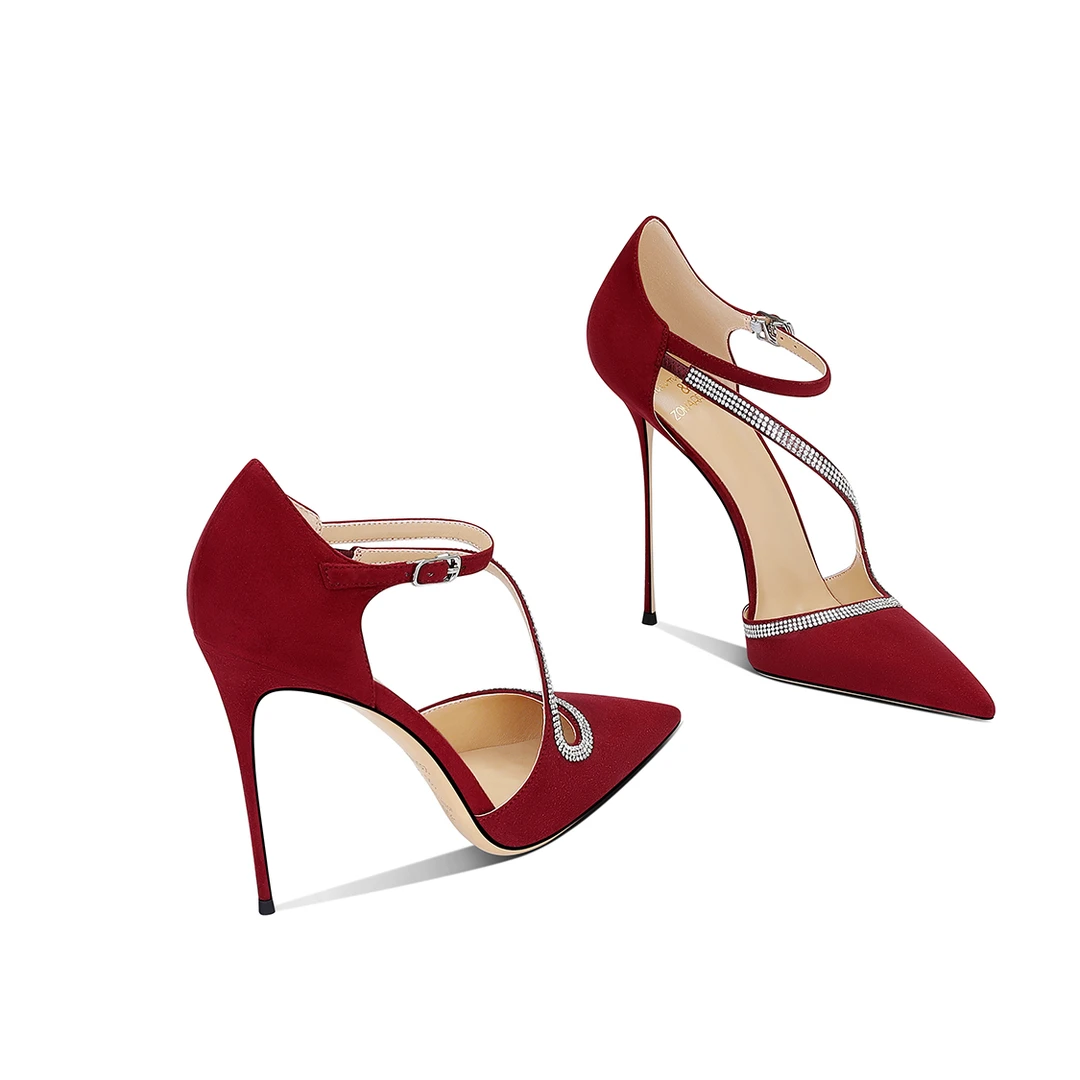 女鞋2025新款高级感气质御姐酒红色名媛高端百搭宴会时尚高跟鞋