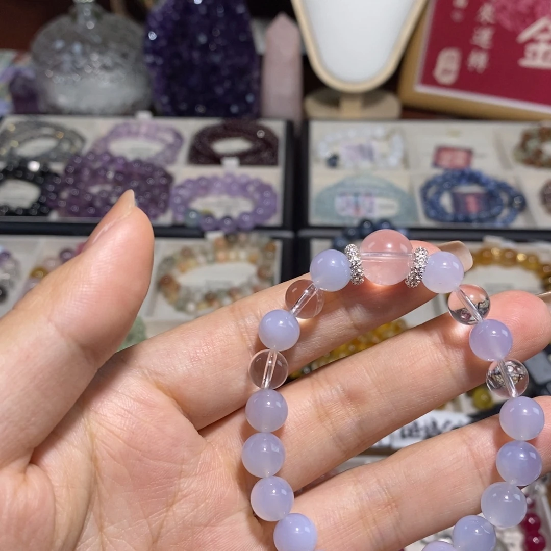 水晶未镶嵌手串蓝玛瑙