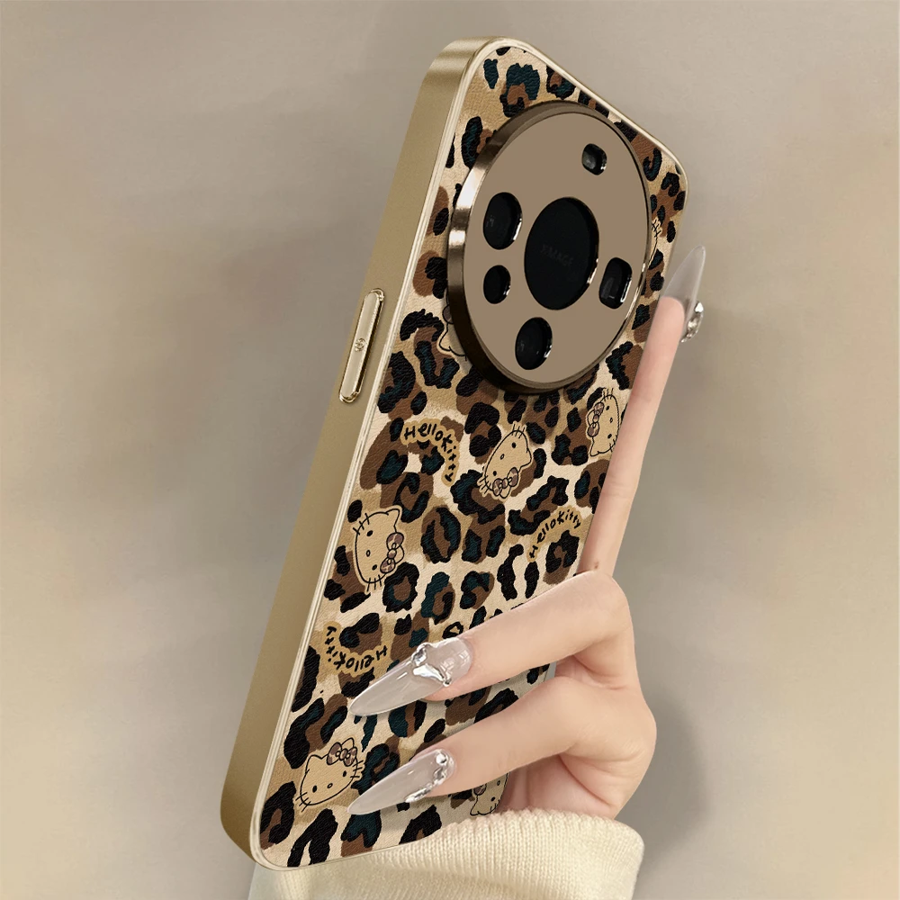 豹纹KT猫适用华为mate70Pro手机壳pura80复古nova50防摔ultra60支