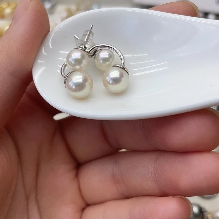 银S925镶嵌海水珍珠耳饰