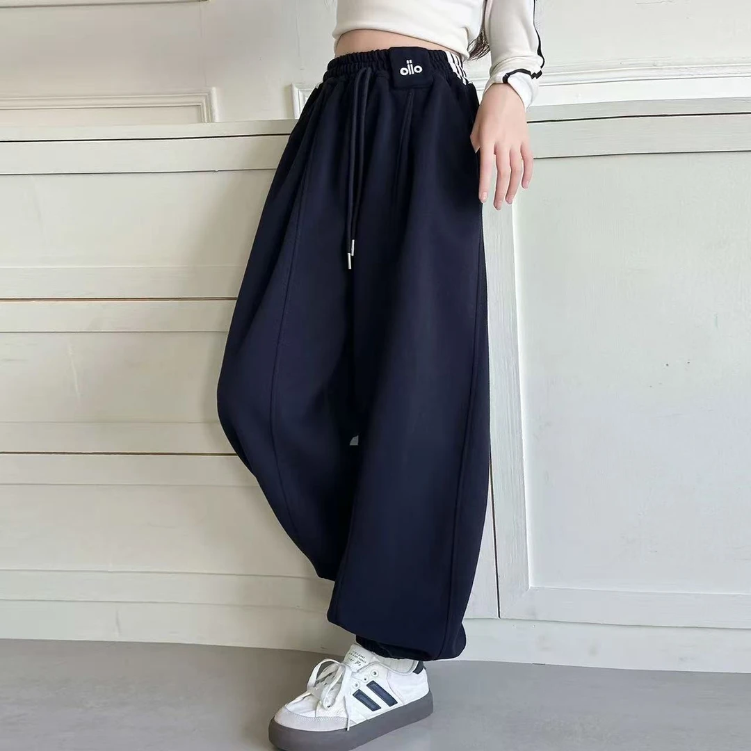 8789款冬季高腰大码裤子加厚加绒裤子宽松显瘦卫裤运动裤束脚2025