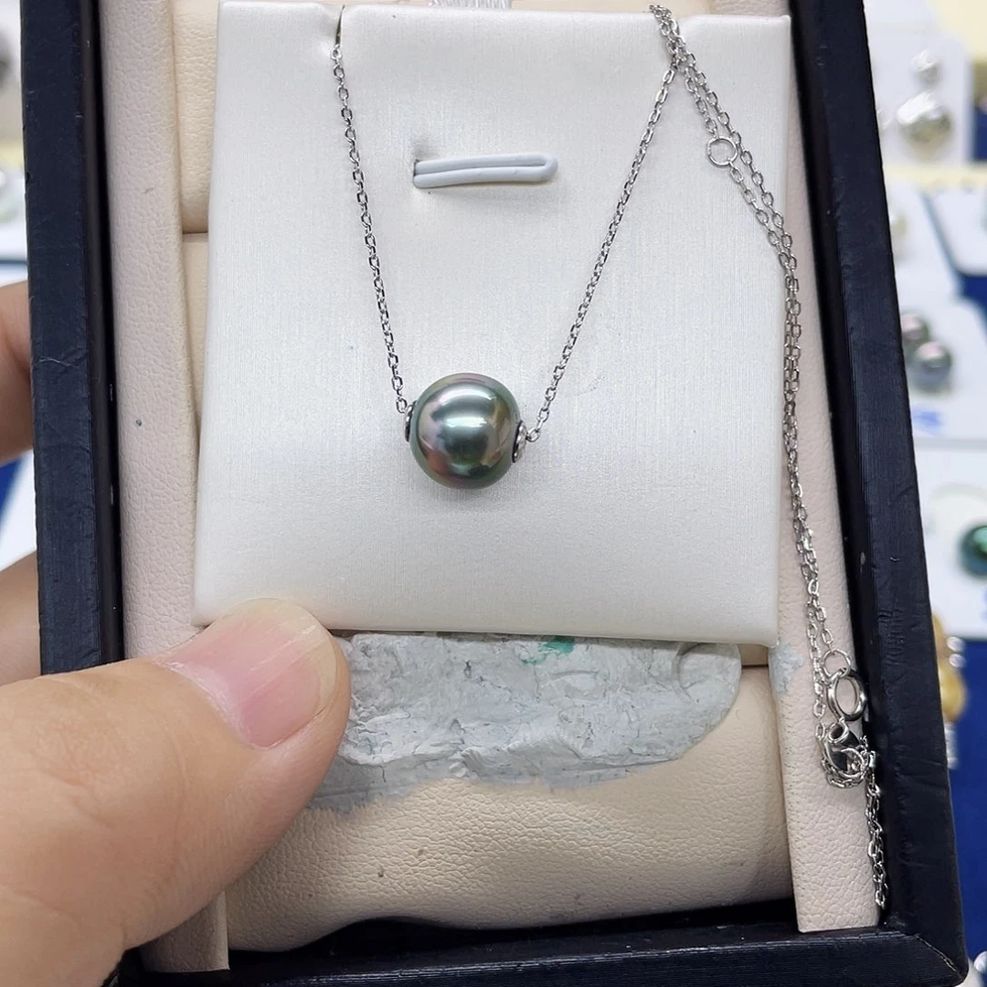 海水珍珠吊坠(赠链)银S925镶嵌大溪地路路通10.1mm