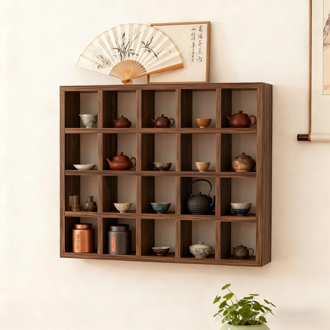 简约实木多宝阁上墙置物架古董架展示架隔断架方格格子架展示架