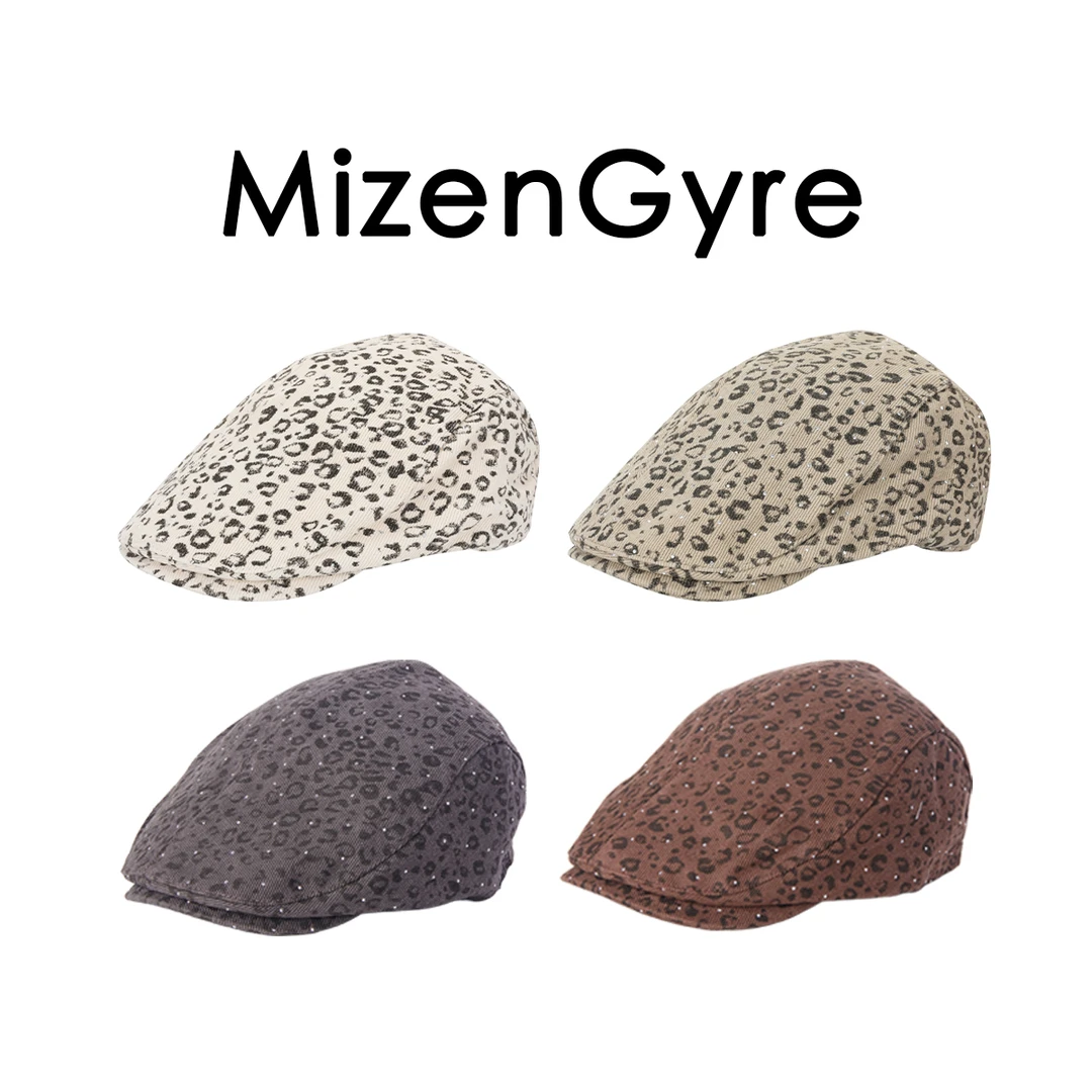 MizenGyre小众设计美式复古水钻豹纹前进帽贝雷帽街头酷潮鸭舌帽