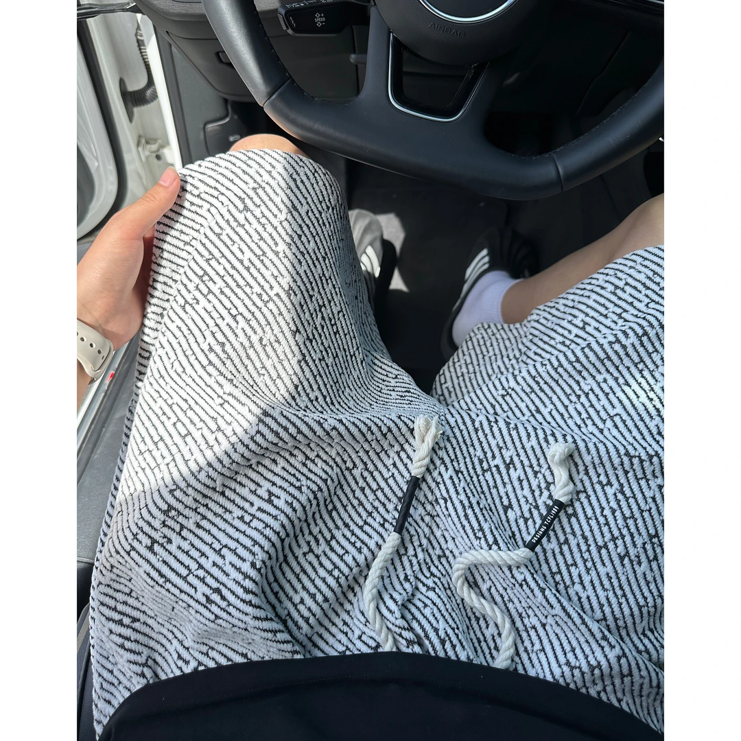 斑马纹针织短裤男款夏季薄款小香风裤子潮牌高级感宽松休闲五分裤