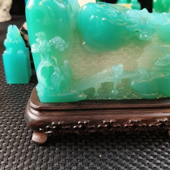 山***恙寿山石印石雅安绿摆件