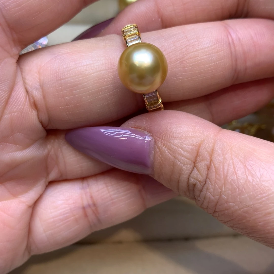 银S925镶嵌戒指海水珍珠