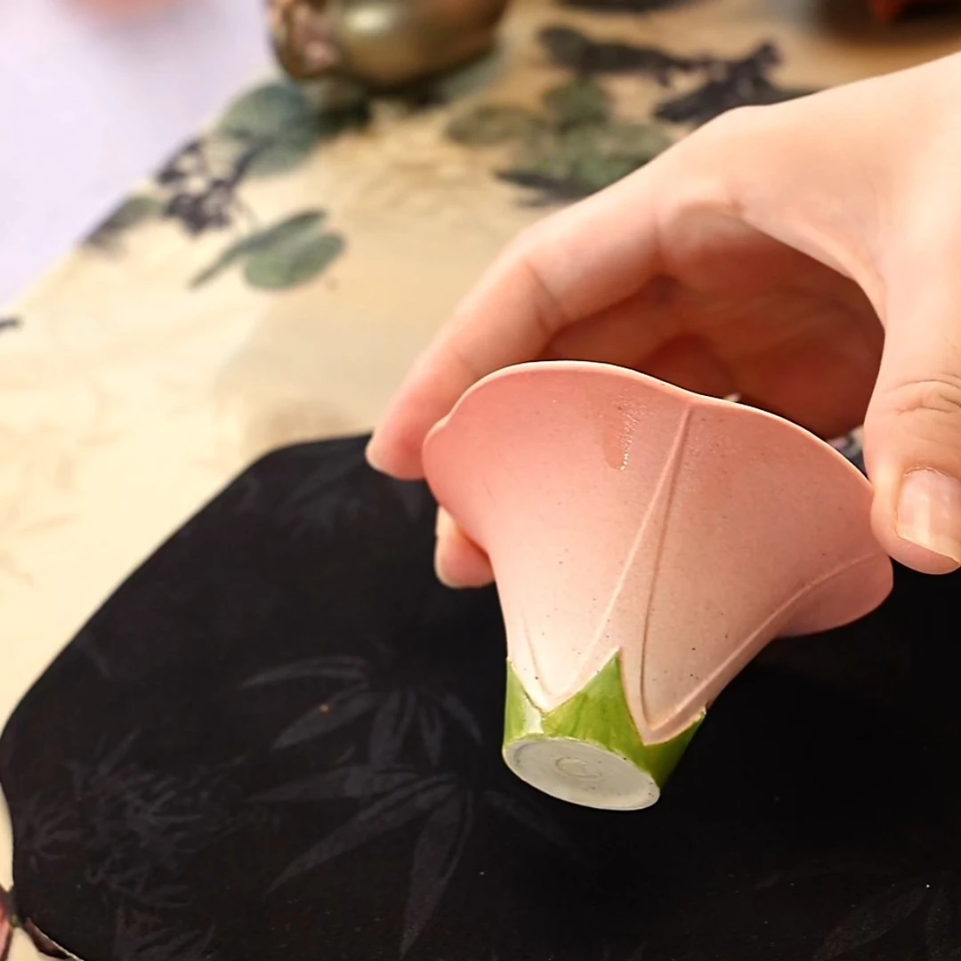 念一《牵牛花》白钰段泥花瓣杯品茗杯 原创手作 盗版必究