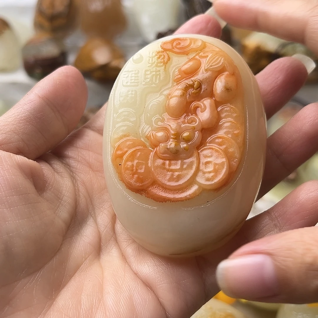 石材方解石手把摆件不退换貔貅