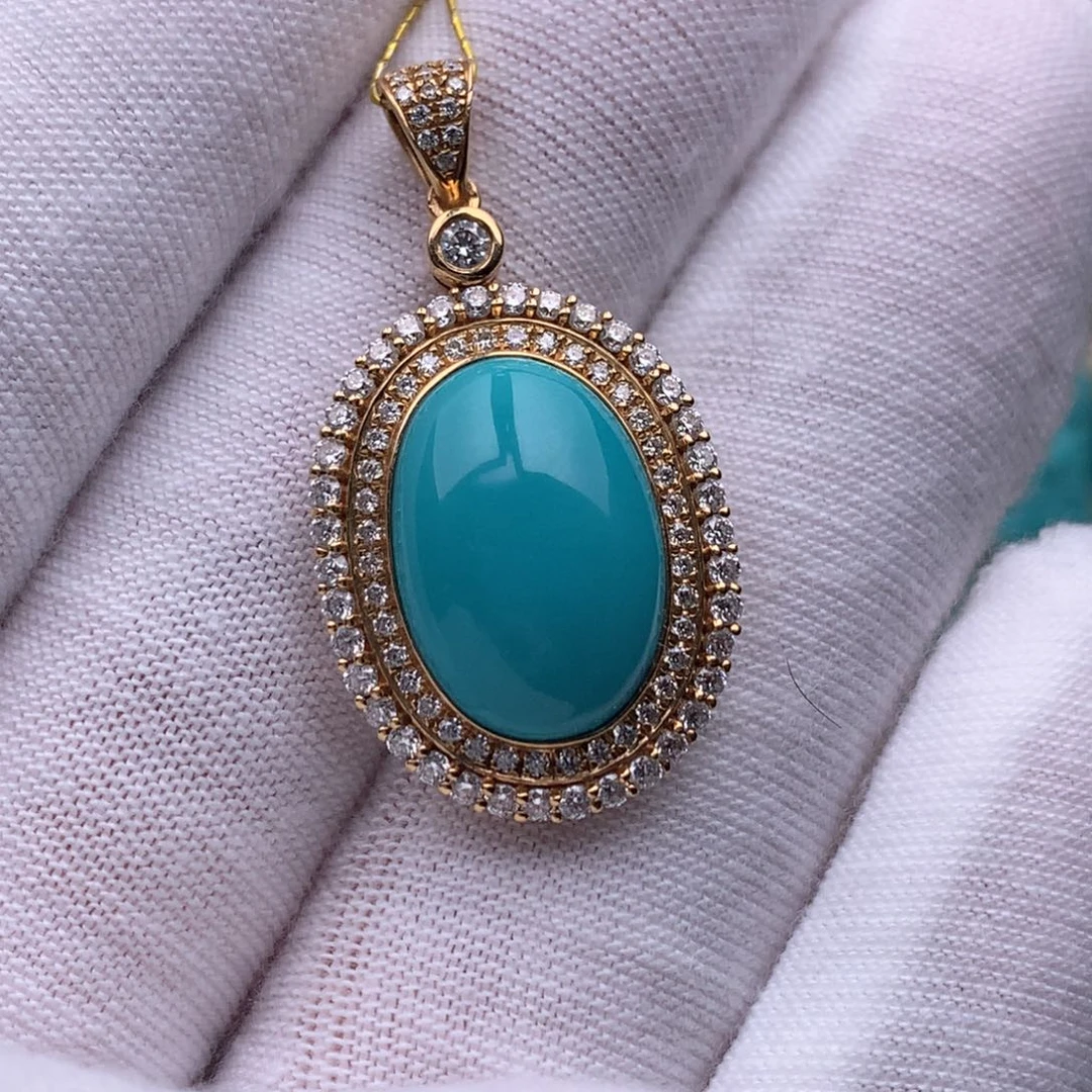 18K金镶嵌绿松石珠宝奇石