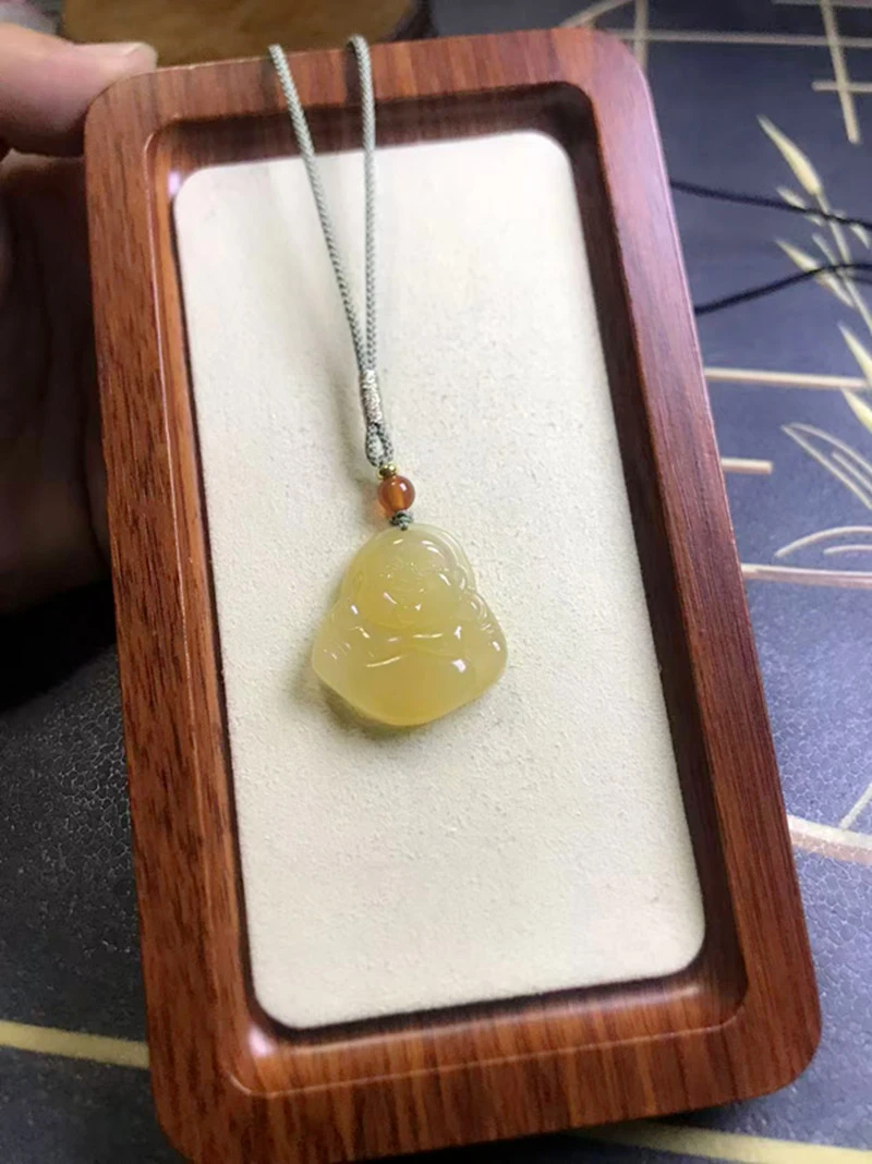 云南龙陵黄龙玉佛公吊坠女款正品玉石挂坠项链气质百搭多样性发货