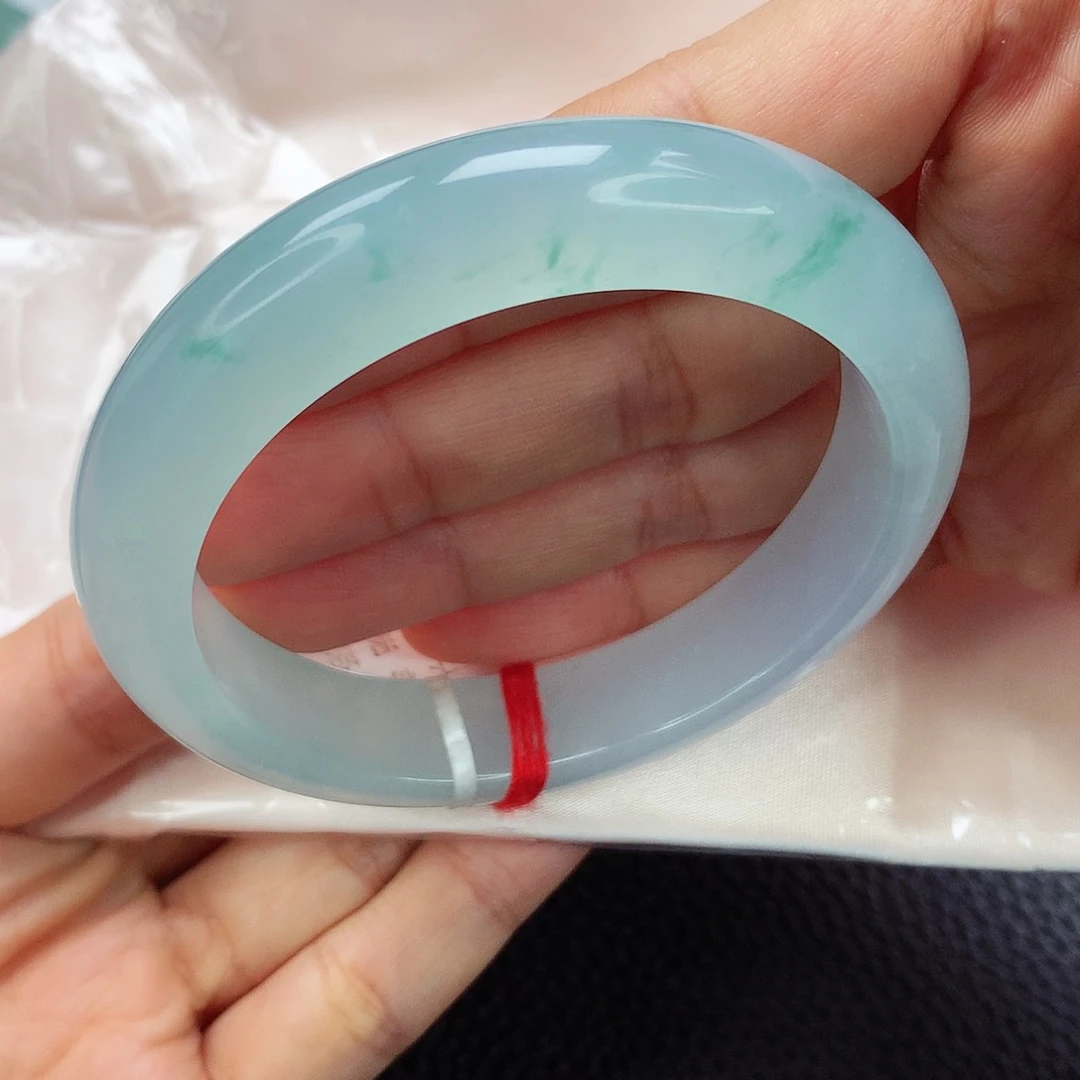 未镶嵌手镯翡翠56.3 冰蓝飘花