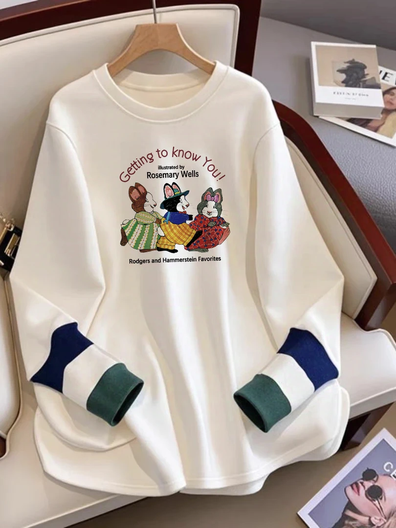 德绒中长款加绒加厚打底衫女秋冬2025新款内搭白体恤宽松大码上衣