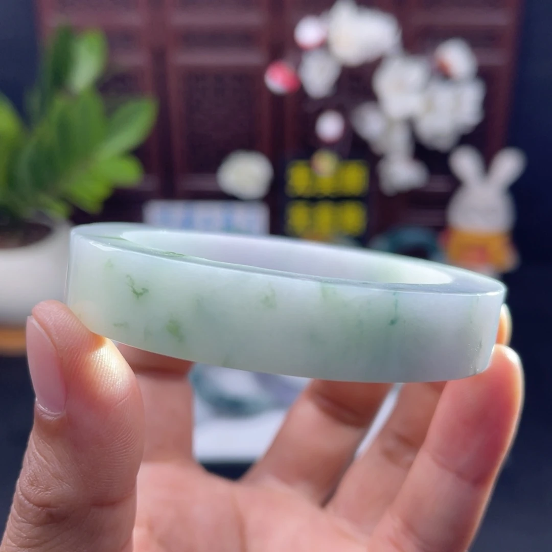 定制翡翠未镶嵌56-57正圈飘花