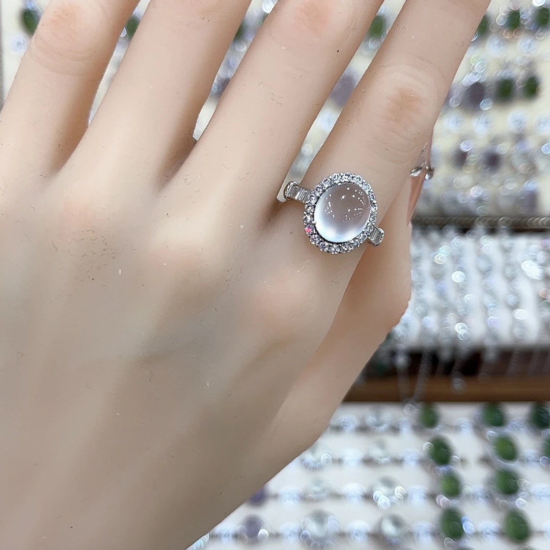 蛇纹石玉银S925镶嵌戒指