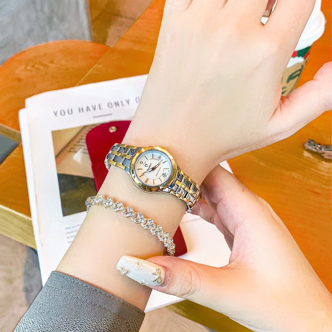 A*NuoduN小圆表*女士夜光日历镶钻腕表*经典洋气防水气质手表时尚