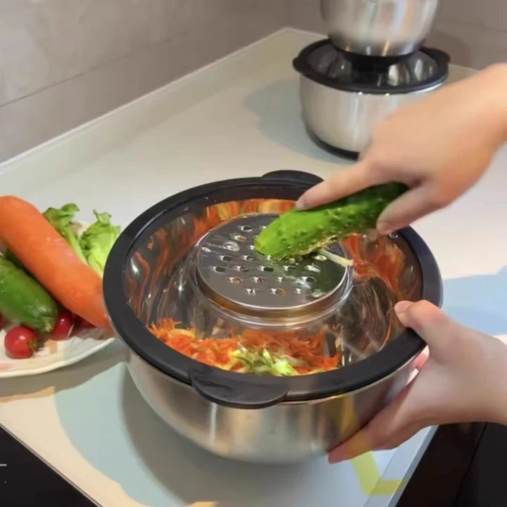 【厨房各种神器】擦丝神器不锈钢料理盆家用厨房沙拉盆姜妍同款