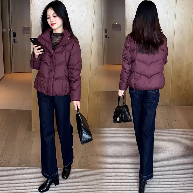 时尚休闲短款羽绒棉服外套女冬季新款洋气显瘦加厚保暖棉袄外套潮