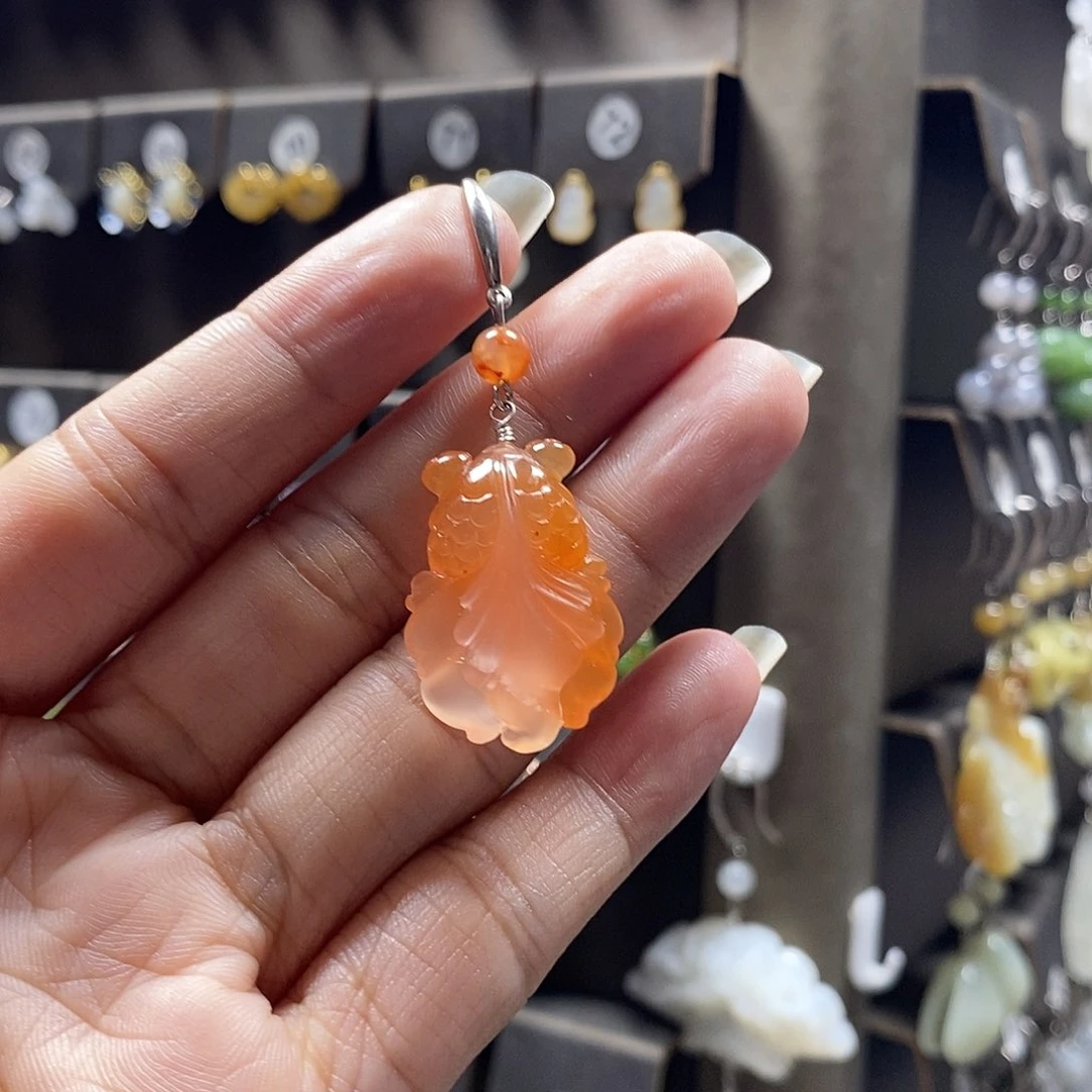 半***夏南红玛瑙银S925镶嵌耳饰