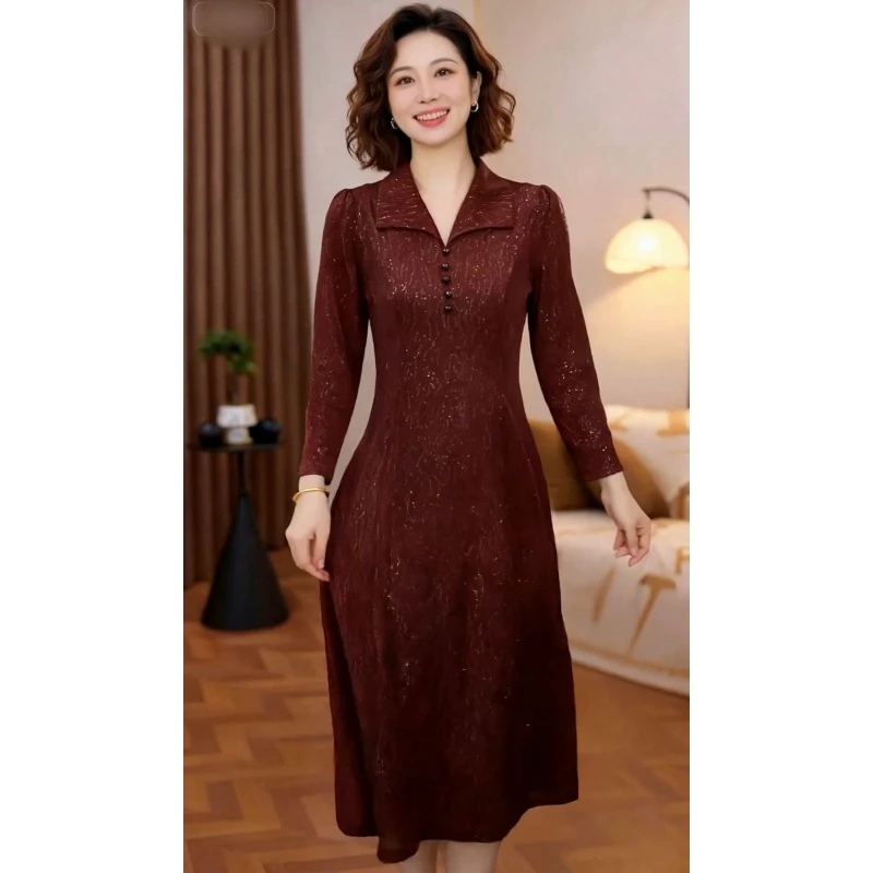 （51号红）2025夏季新品改良中国风旗袍连衣裙【菲菲妈妈装】