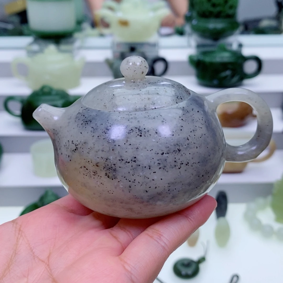 和田玉未镶嵌摆件茶壶