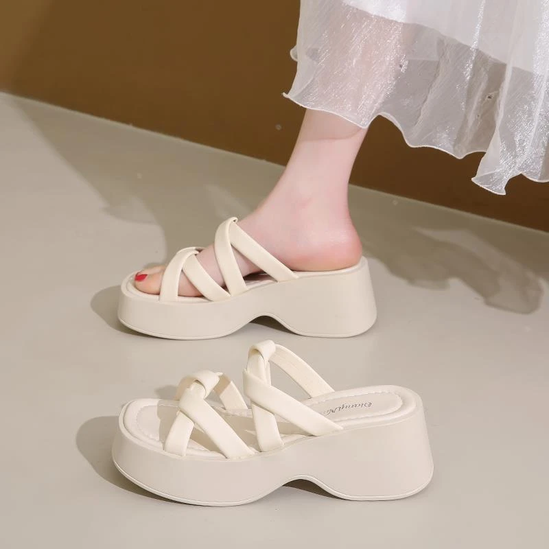 松糕厚底拖鞋女夏季外穿时尚2025新款法式仙女鞋子女ins潮牌百搭