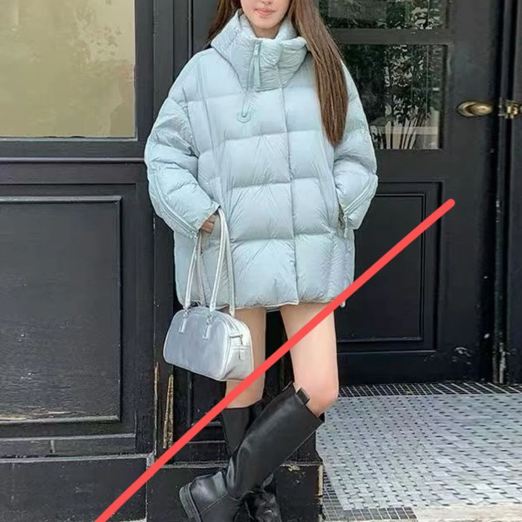 欧货 女款冬季连帽加厚保暖羽绒服韩版宽松中长款百搭带溯源码