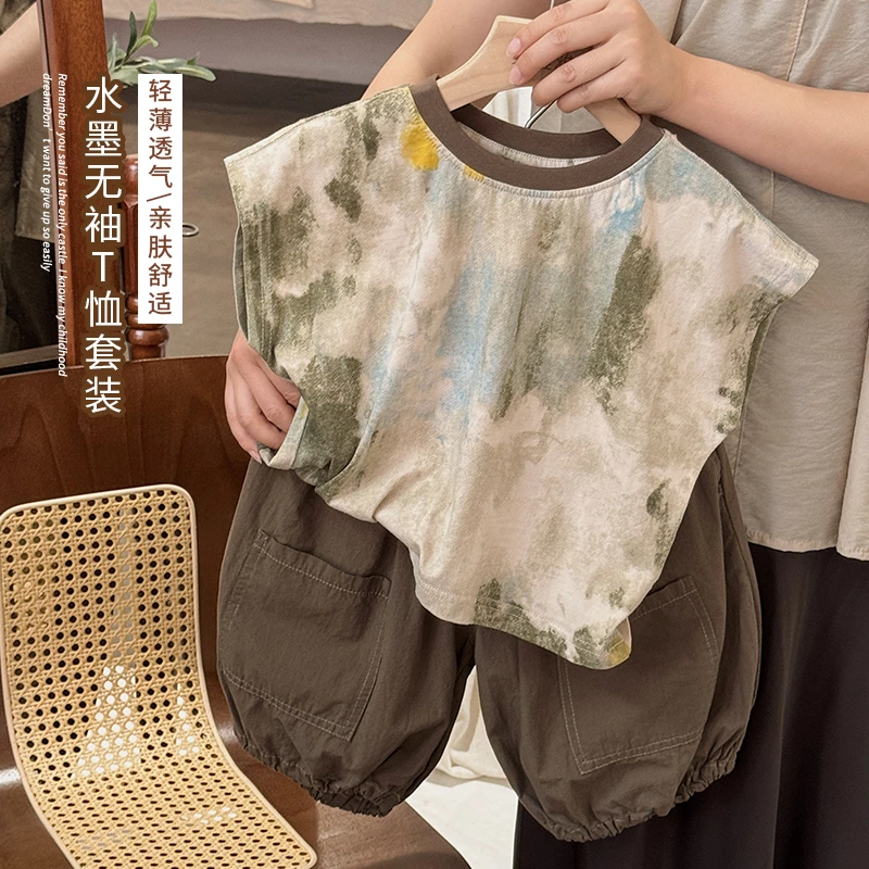 美雅雅《夏上新》帅气腔调~质量好儿童宽松扎染水墨画LZ369洋气短袖