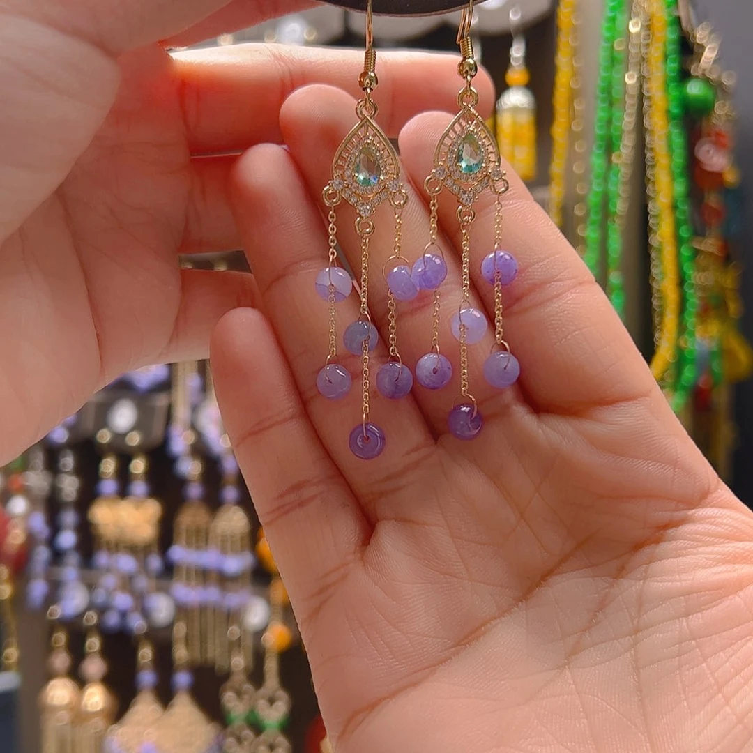 翡翠合金耳饰半*翡翠