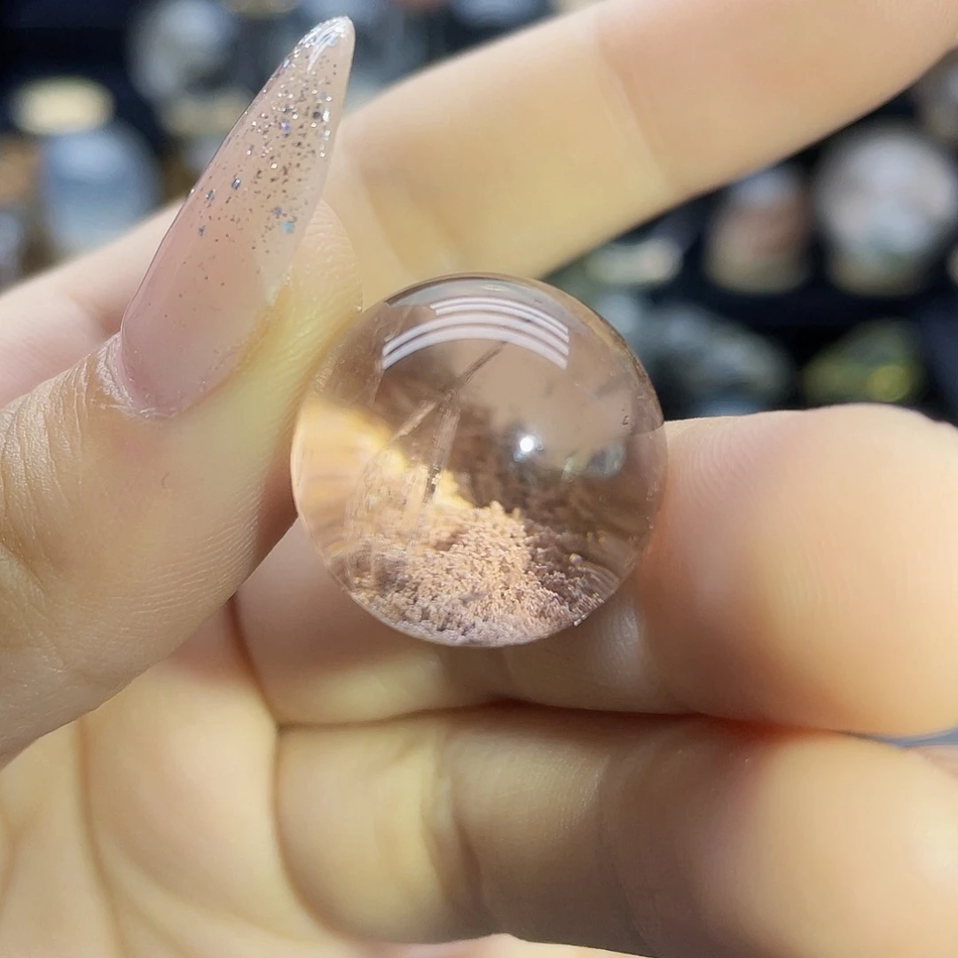 水晶珠宝半成品未镶嵌天然红幽灵20.2mm