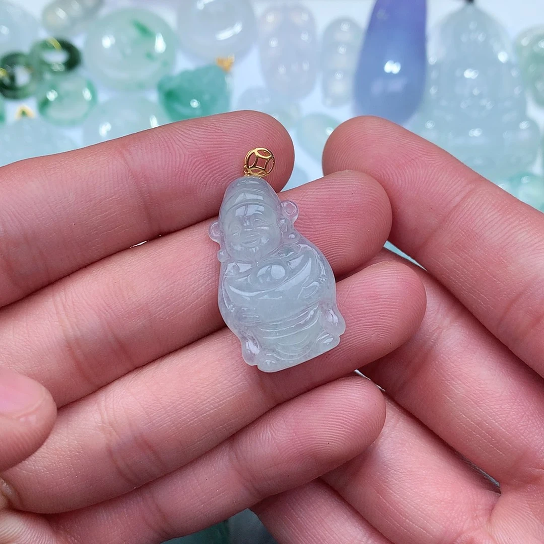 翡翠吊坠(不含链)18K金镶嵌