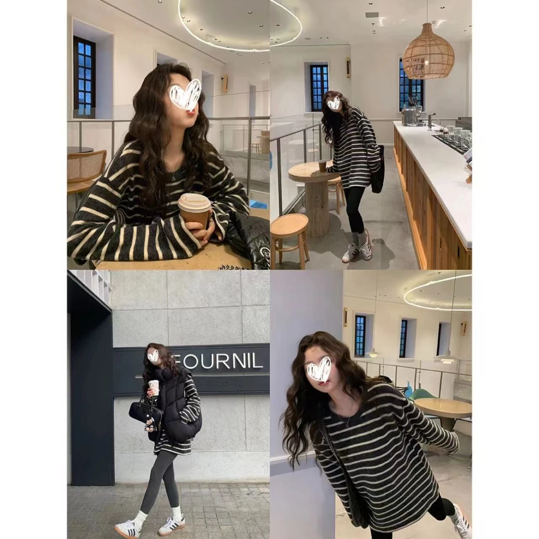 清仓「慵懒风」外贸原单【男女同款】日系条纹保仿兔毛绒软懦感24232