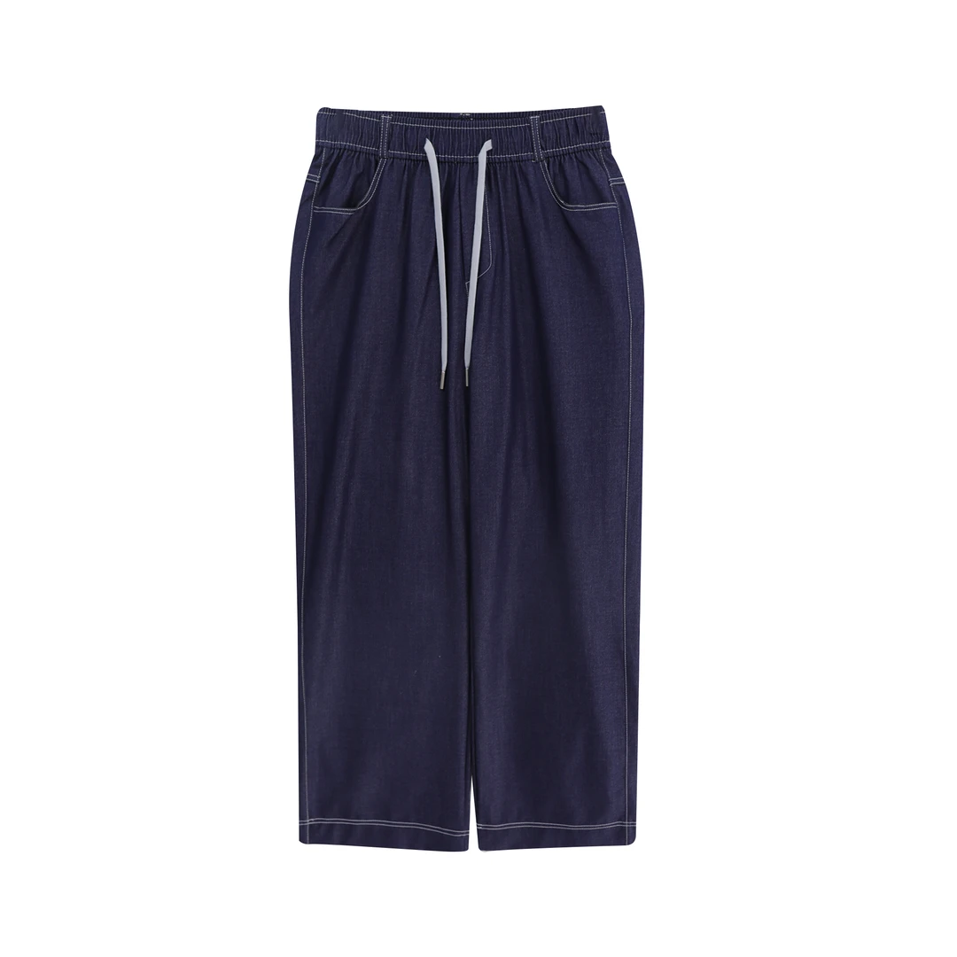 夏季轻薄百搭抽绳弹力水洗牛仔休闲裤A12149