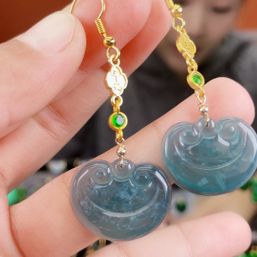 翡翠未镶嵌耳饰饰品