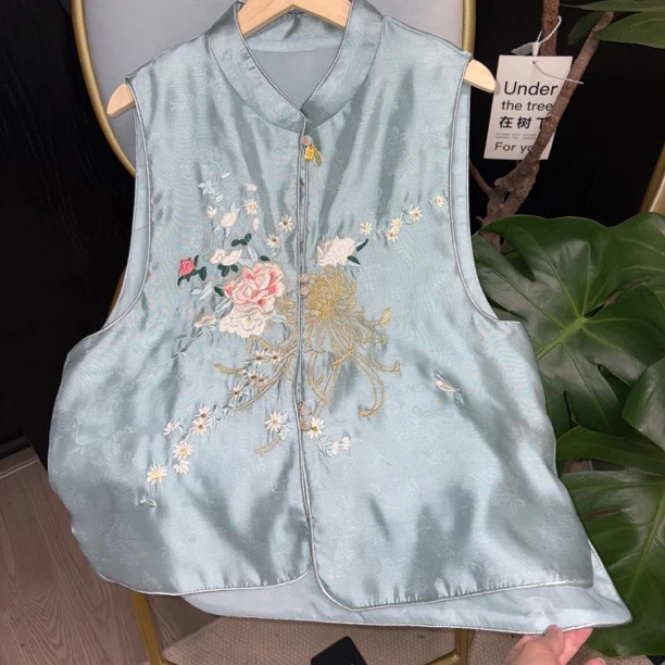 “牡丹”  马甲 重磅刺绣文艺风新中式气质马褂中国风