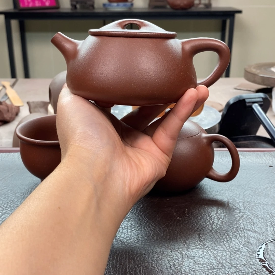 茶壶紫砂底槽清景舟石瓢260cc全手➕底槽清杯子