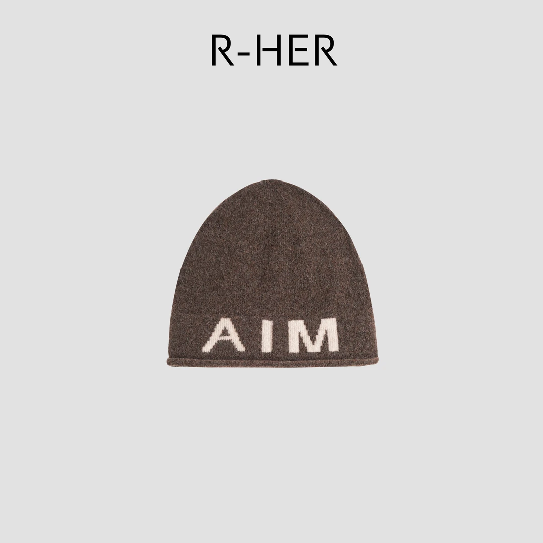 R-HER【字母冷帽】撞色秋冬百搭字母弹力毛线帽针织帽RP25101109