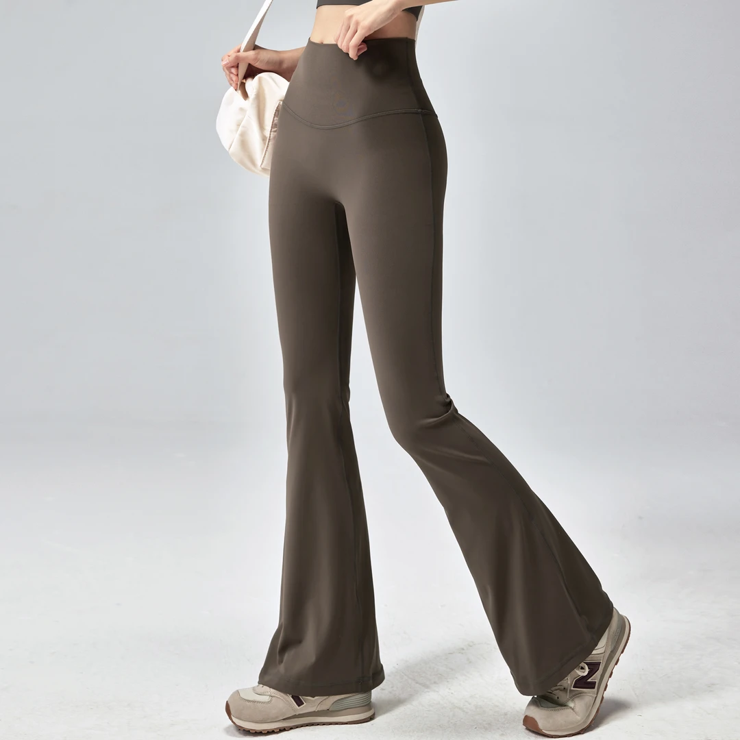 微喇瑜伽裤女高腰收腹无尴尬线运动喇叭裤健身弹力显瘦阔腿长裤秋