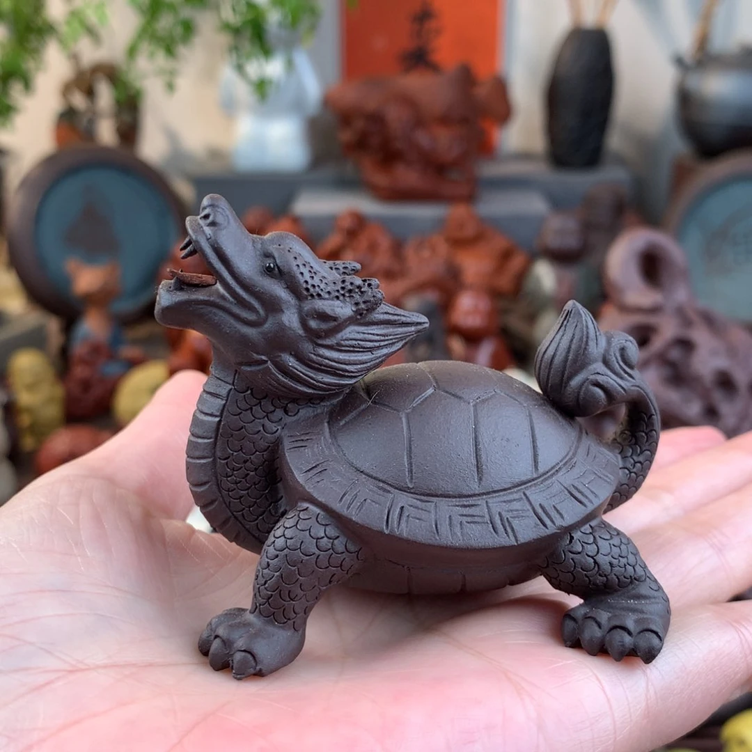 紫砂茶宠龙龟紫泥