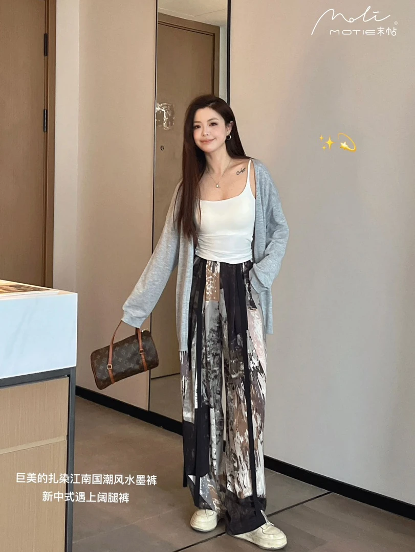 NN281 2901夏季水墨系列女款阔腿裤 直筒裤