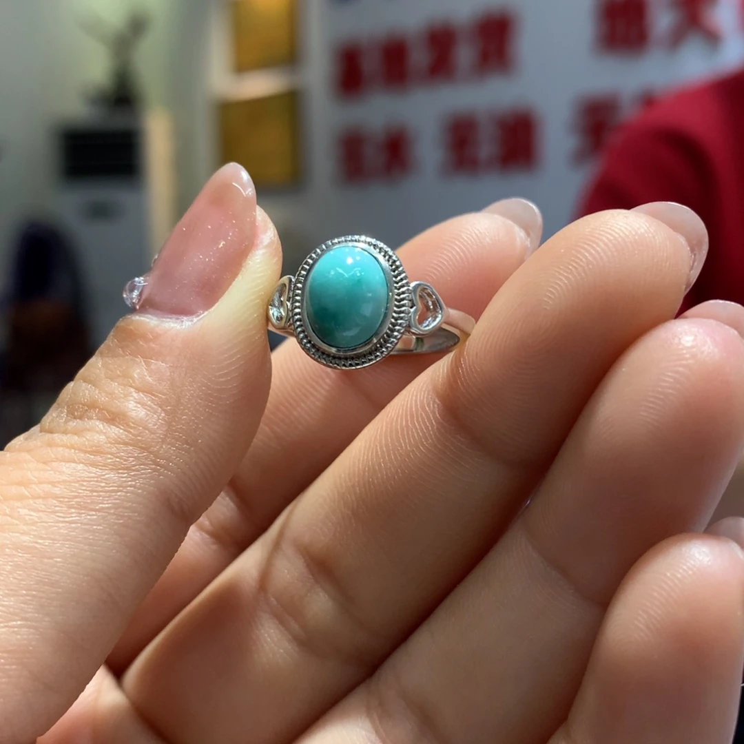 绿松石戒指银S925镶嵌