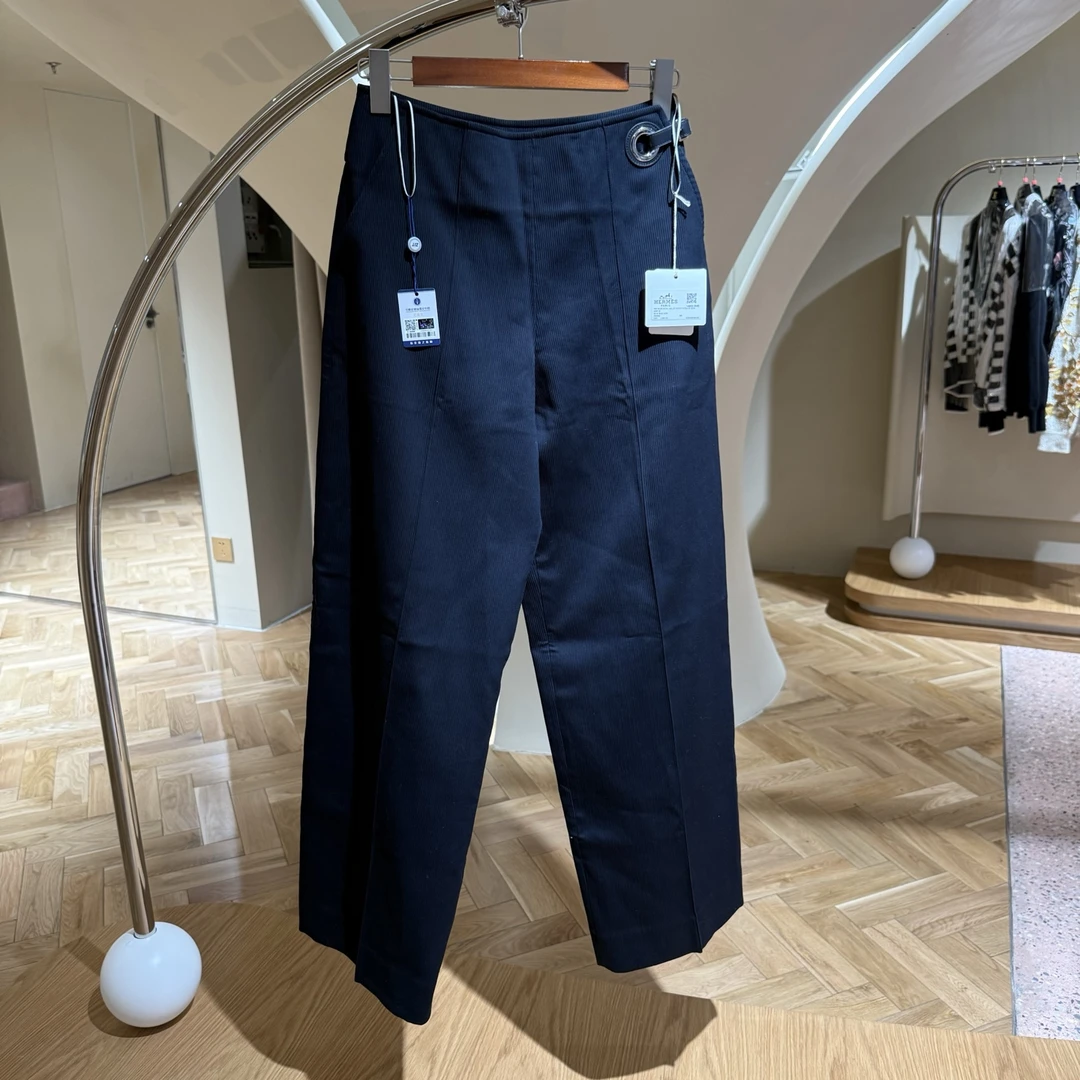 未使用 Hermes/爱马仕 蓝色直筒裤 36码 工价14900