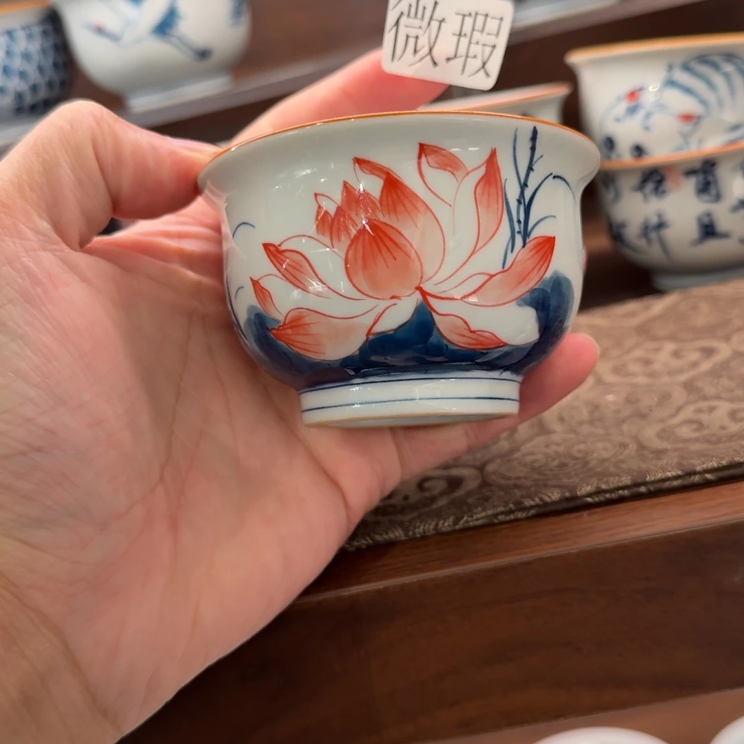 釉下手绘茶具微瑕