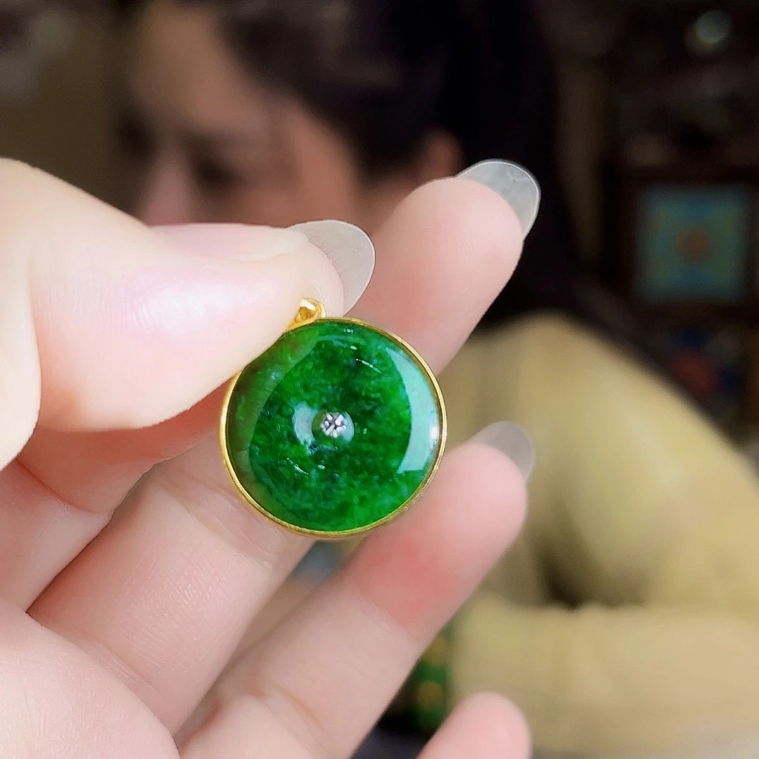翡翠银S925镶嵌颈饰吊坠