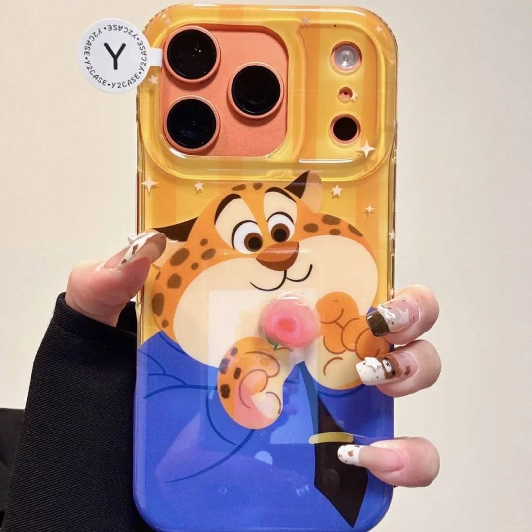 可爱拿花豹子警官适用苹果17promax双层iphone16防摔15/14手机壳