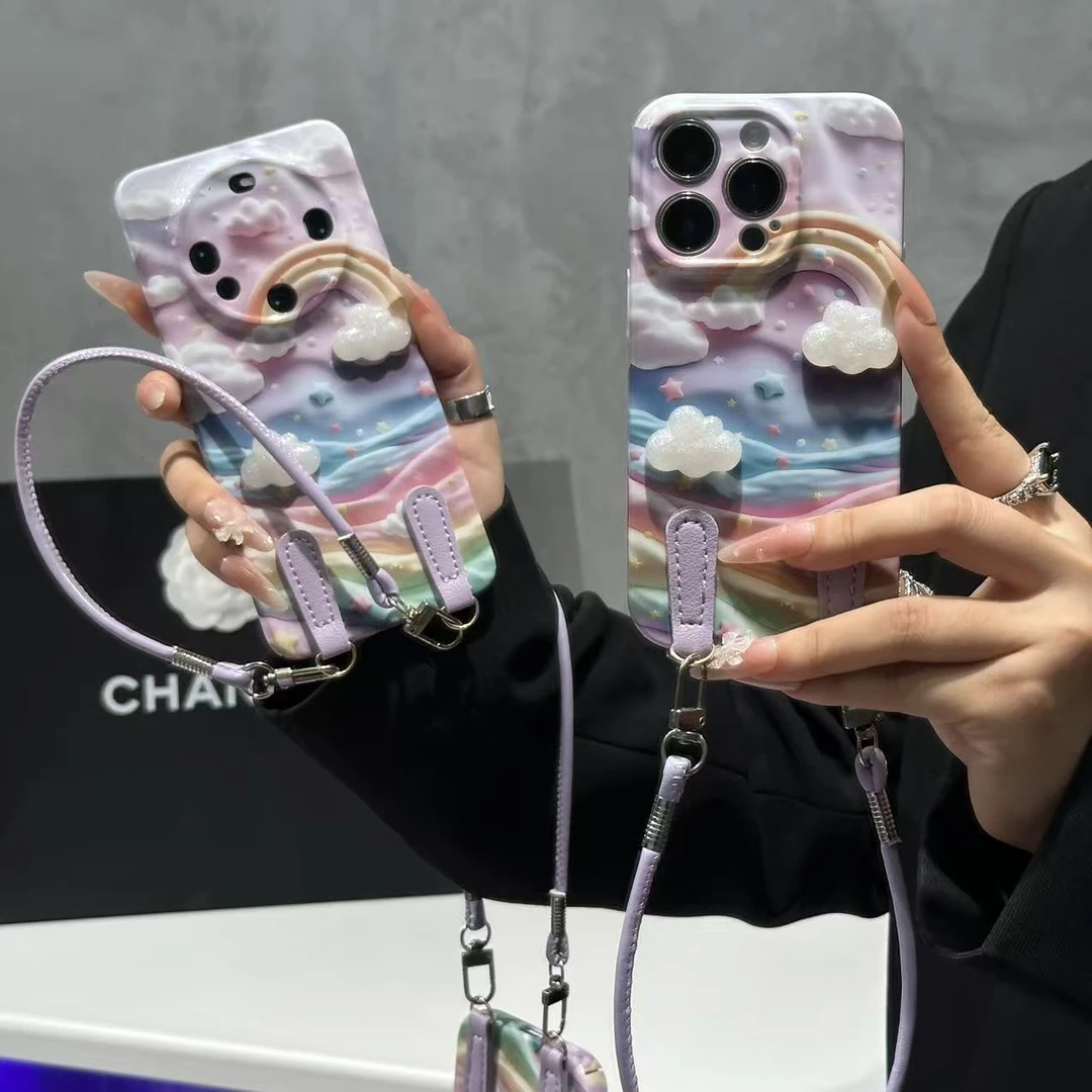 SMBLCE彩虹立体云朵适用iPhone17/16菲林手机壳华为vivo小米oppo