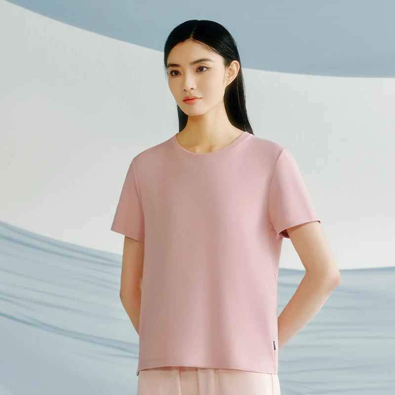 【带凉感】三枪女春夏款冰泉棉圆领凉感短袖女衫休闲T恤T20024A01