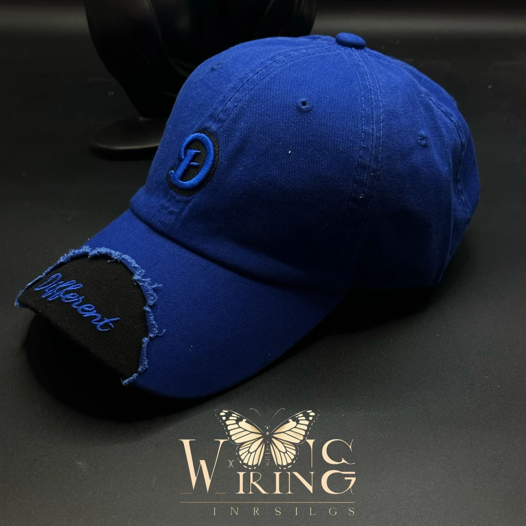 王大嘴原创 “宝蓝破洞”时尚百搭宝蓝破洞刺绣棒球帽M596